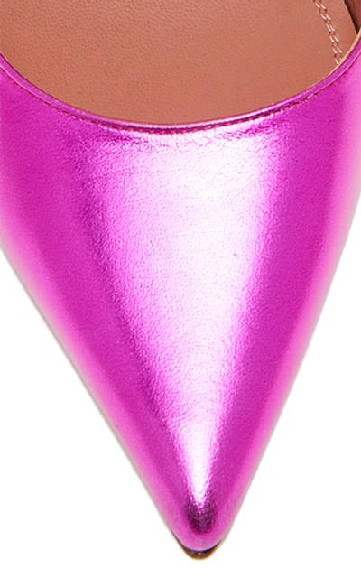 Shop Amina Muaddi Karma Crystal-embellished Leather Pumps In Pink
