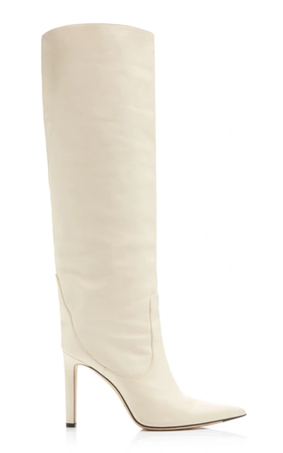 Shop Jimmy Choo Mavis Leather Knee Boots In White