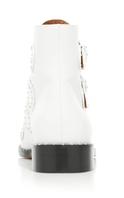 Shop Givenchy Elegant Stud-embellished Leather Ankle Boots In White