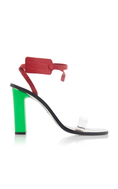 Shop Off-white Capri Zip Tie-embellished Leather Sandals In Green