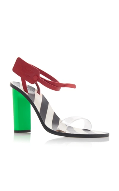 Shop Off-white Capri Zip Tie-embellished Leather Sandals In Green