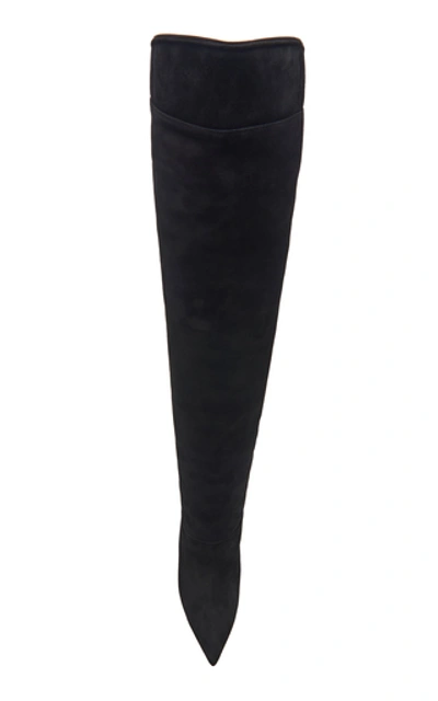 Shop Aquazzura Lancaster Suede Knee Boots In Black