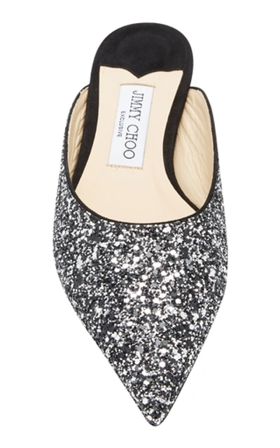 Shop Jimmy Choo Moda Exclusive Lizia Coarse Glitter Flats In Silver