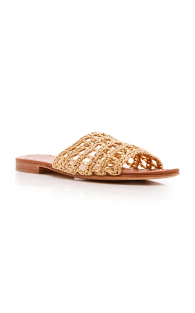 Shop Carrie Forbes Mour Raffia Flat Sandals In Gold