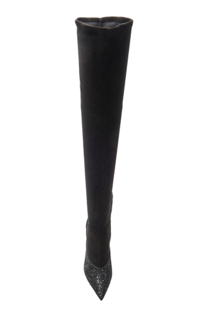 Shop Jimmy Choo Moda Exclusive Brianda Glitter Over-the-knee Boots In Black