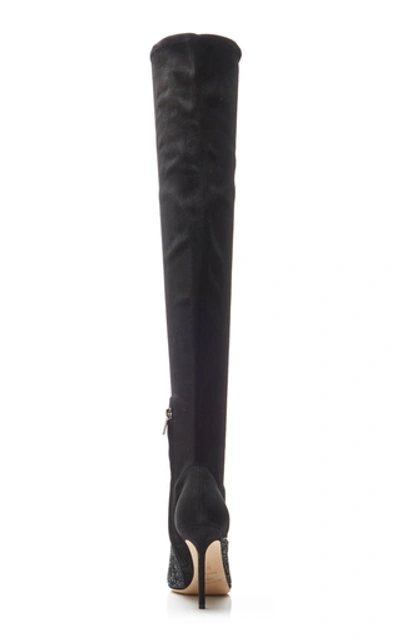 Shop Jimmy Choo Moda Exclusive Brianda Glitter Over-the-knee Boots In Black