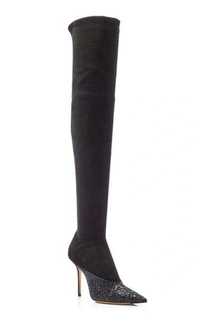 Shop Jimmy Choo Moda Exclusive Brianda Glitter Over-the-knee Boots In Black