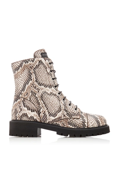 Shop Giuseppe Zanotti Python-embossed Leather Combat Boots In Animal