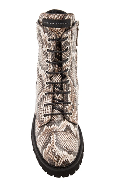 Shop Giuseppe Zanotti Python-embossed Leather Combat Boots In Animal