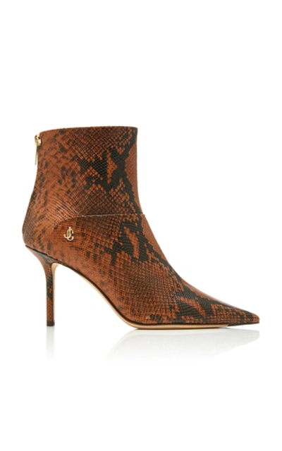 Shop Jimmy Choo Beyla Snake-effect Leather Ankle Boots In Animal