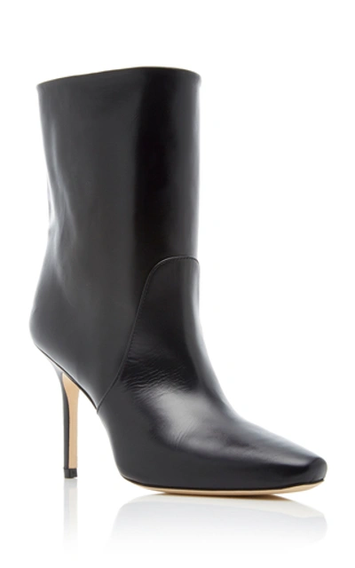 Shop Stuart Weitzman Ebb Leather Ankle Boots In Black