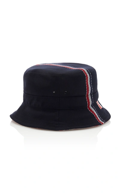 Shop Thom Browne Twill-trimmed Bucket Hat In Navy