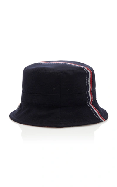 Shop Thom Browne Twill-trimmed Bucket Hat In Navy