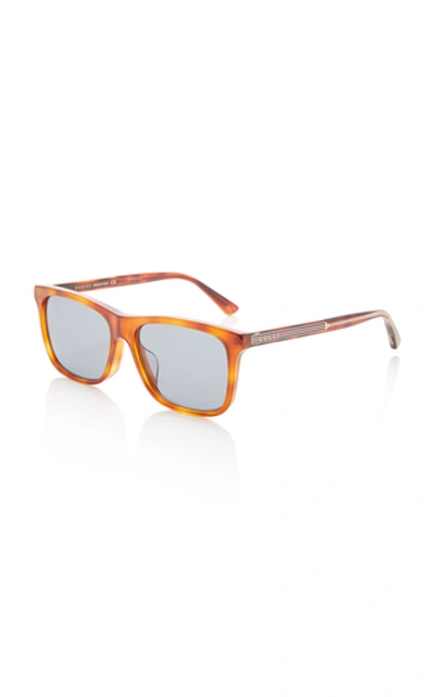 Shop Gucci Tortoiseshell Acetate Square-frame Sunglasses In Brown