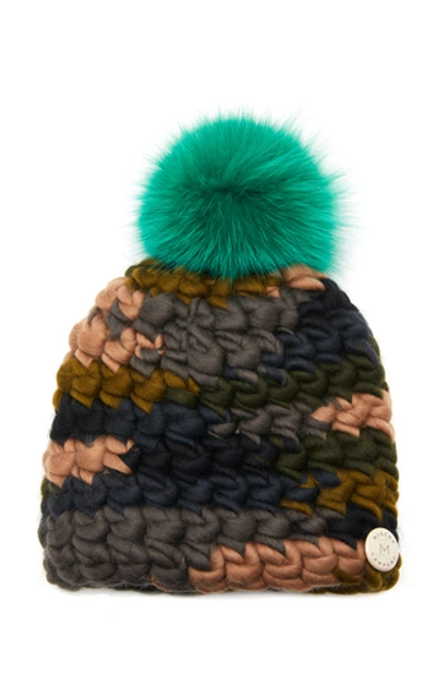 Shop Mischa Lampert Exclusive Pomster Children's Fur-topped Wool Beanie In Multi