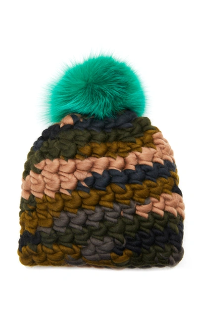 Shop Mischa Lampert Exclusive Pomster Children's Fur-topped Wool Beanie In Multi