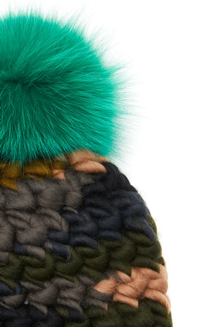 Shop Mischa Lampert Exclusive Pomster Children's Fur-topped Wool Beanie In Multi