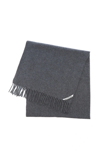 Shop Acne Studios Canada Fringed Wool Scarf In Grey