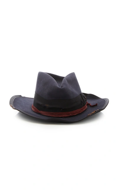 Shop Nick Fouquet Banyan Leather-trimmed Felt Fedora In Black