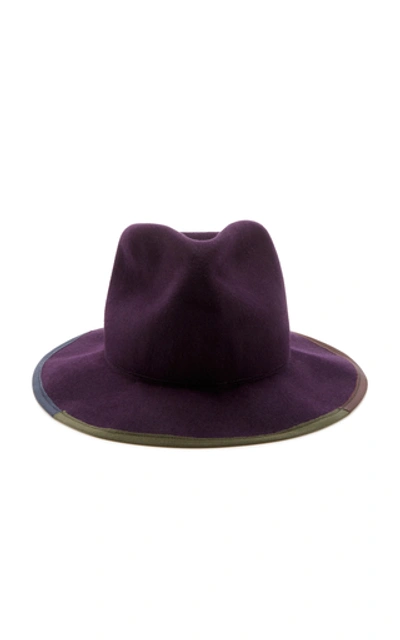 Shop Albertus Swanepoel Four Color Grosgrain Trimmed Fedora In Purple