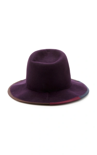 Shop Albertus Swanepoel Four Color Grosgrain Trimmed Fedora In Purple
