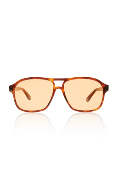 Shop Gucci Oversized Acetate Aviator Sunglasses In Brown