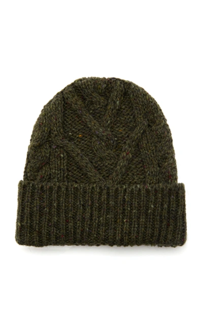 Shop Thom Browne Aran Cable-knit Wool Beanie In Green