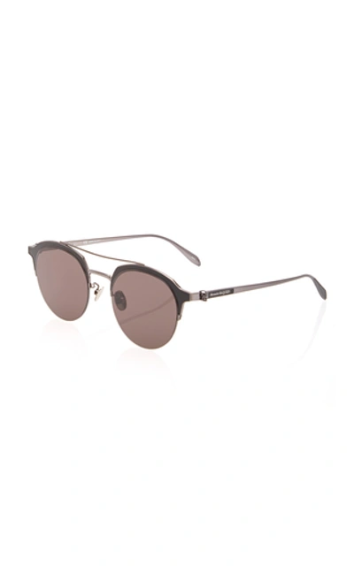Shop Alexander Mcqueen Round-frame Metal Sunglasses In Black