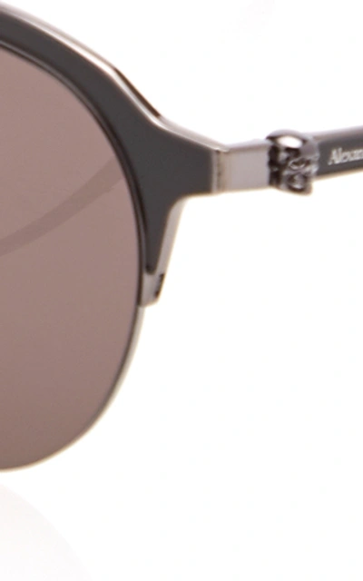 Shop Alexander Mcqueen Round-frame Metal Sunglasses In Black