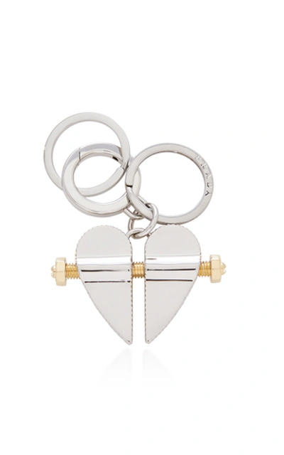 Shop Prada Silver-tone Keychain In Gold