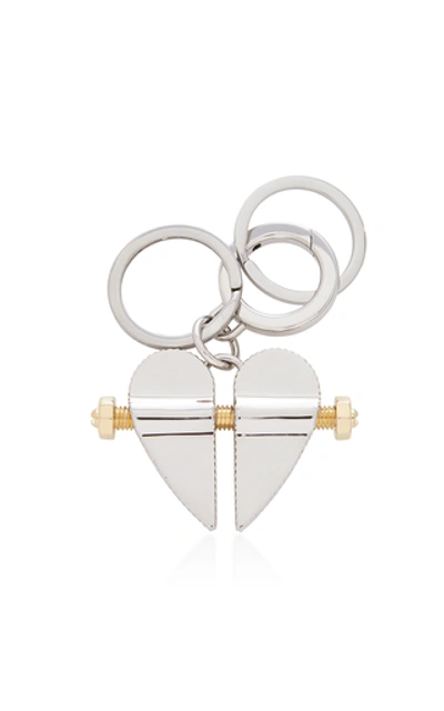 Shop Prada Silver-tone Keychain In Gold