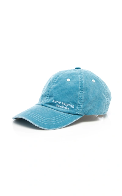 Shop Acne Studios Carliy Logo-embroidered Corduroy Hat In Blue