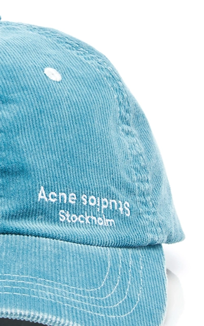 Shop Acne Studios Carliy Logo-embroidered Corduroy Hat In Blue