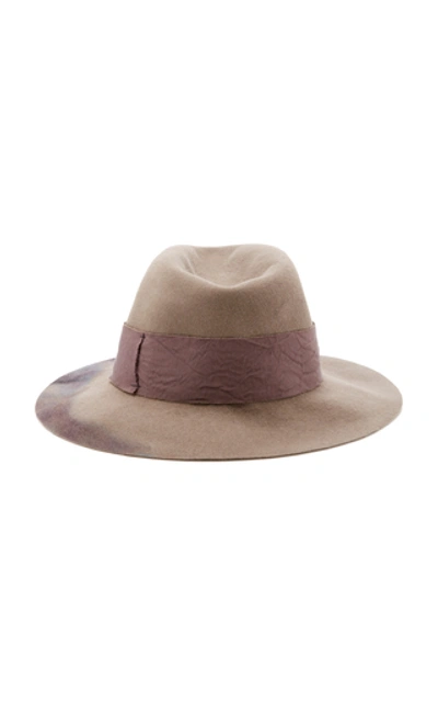 Shop Albertus Swanepoel Dip Dye Grosgrain Band Fedora In Brown