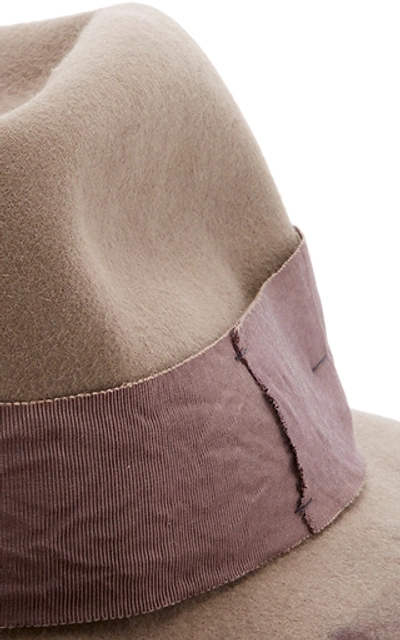 Shop Albertus Swanepoel Dip Dye Grosgrain Band Fedora In Brown