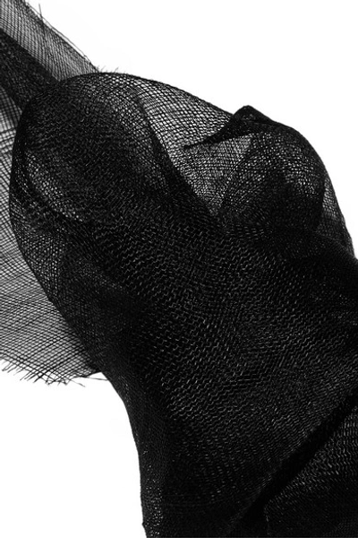Shop Gigi Burris Net Sustain Nuage Bow-detailed Sinamay Straw And Grosgrain Fascinator In Black