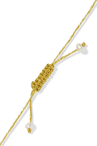 Shop Pacharee + Pach Tach Pearl, Lurex And Gold-plated Bracelet