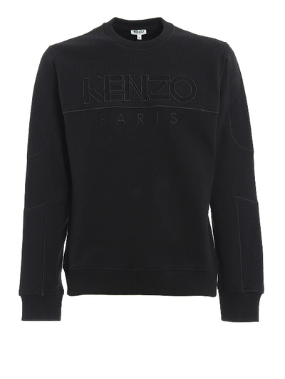 Shop Kenzo Logo Embroidery Black Sweatshirt
