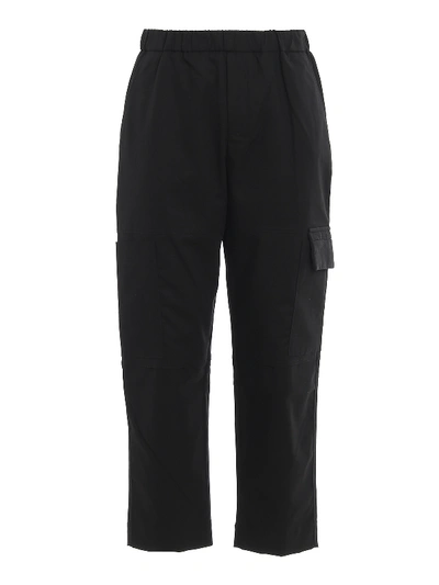Shop Kenzo Black Tapered Crop Cargo Trousers