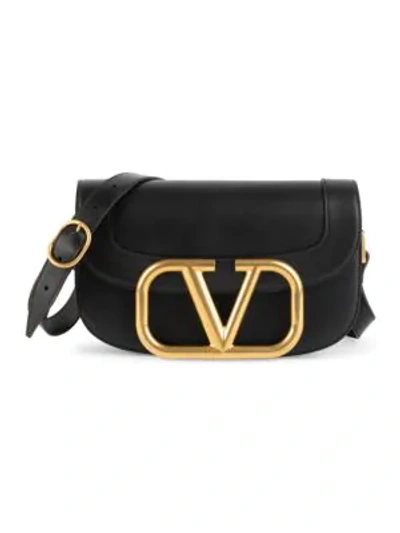 Shop Valentino Women's Supervee Leather Saddle Bag In Black