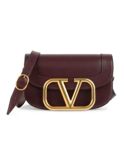Shop Valentino Women's Supervee Leather Saddle Bag In Rubin
