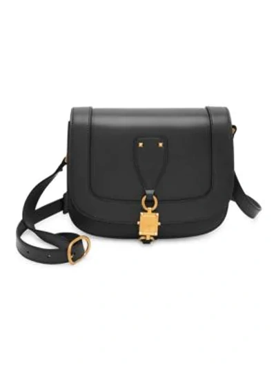 Shop Valentino Garavani Small Vlocker Leather Saddle Bag In Black