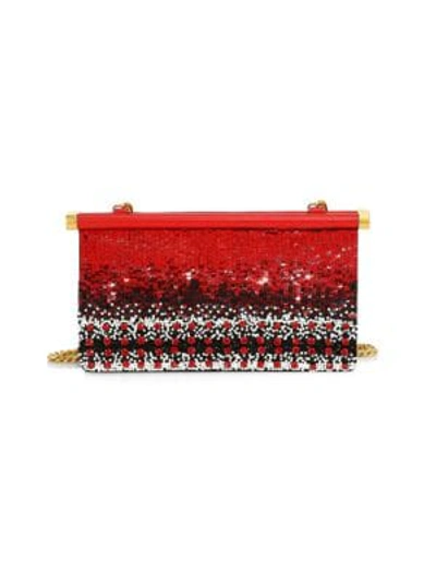 Shop Valentino Garavani Carry Secrets Beaded Leather Clutch In Red