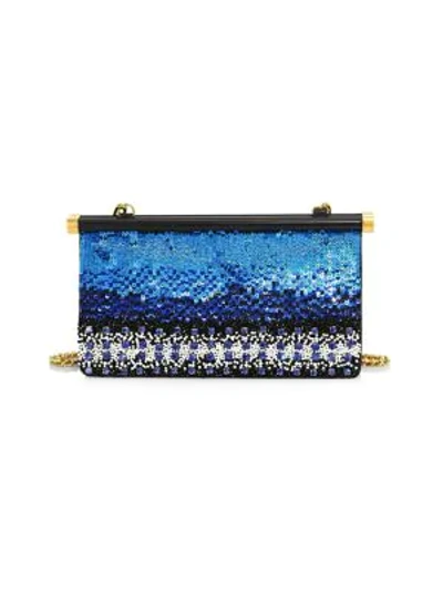 Shop Valentino Women's Carry Secrets Beaded Leather Clutch In Blue