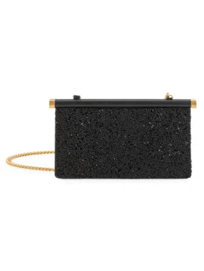 Shop Valentino Garavani Small Carry Secrets Beaded Leather Clutch In Black