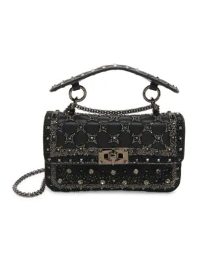 Shop Valentino Garavani Small Rockstud Spike.it Embellished Leather Shoulder Bag In Black