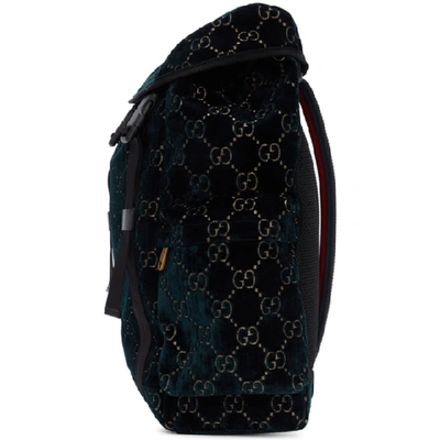 Shop Gucci Blue Velvet Medium Gg Backpack In Black