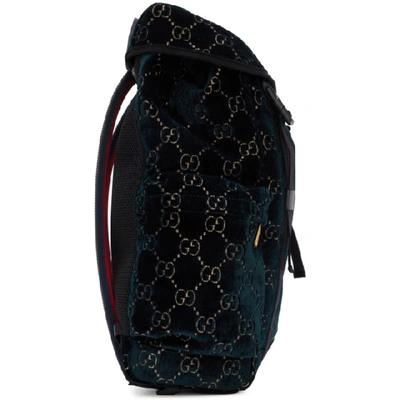 Shop Gucci Blue Velvet Medium Gg Backpack In Black