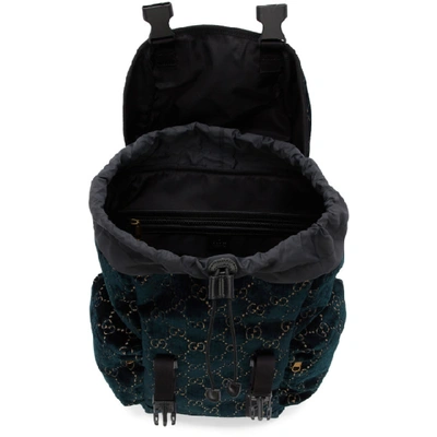 Shop Gucci Blue Velvet Medium Gg Backpack In Black