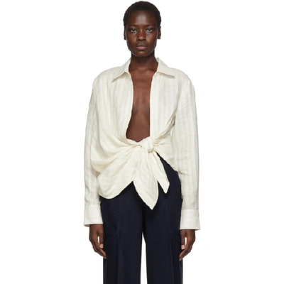 Shop Jacquemus Off-white Linen 'la Chemise Bahia' Shirt In Off White